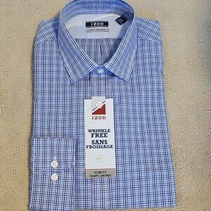 IZOD Blue Checkered Men's Shirt Brand New